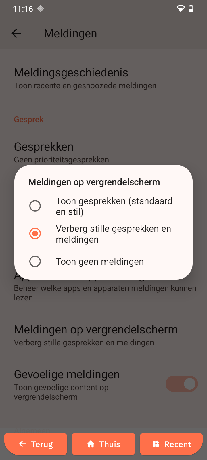 Meldingen op vergrendelscherm
