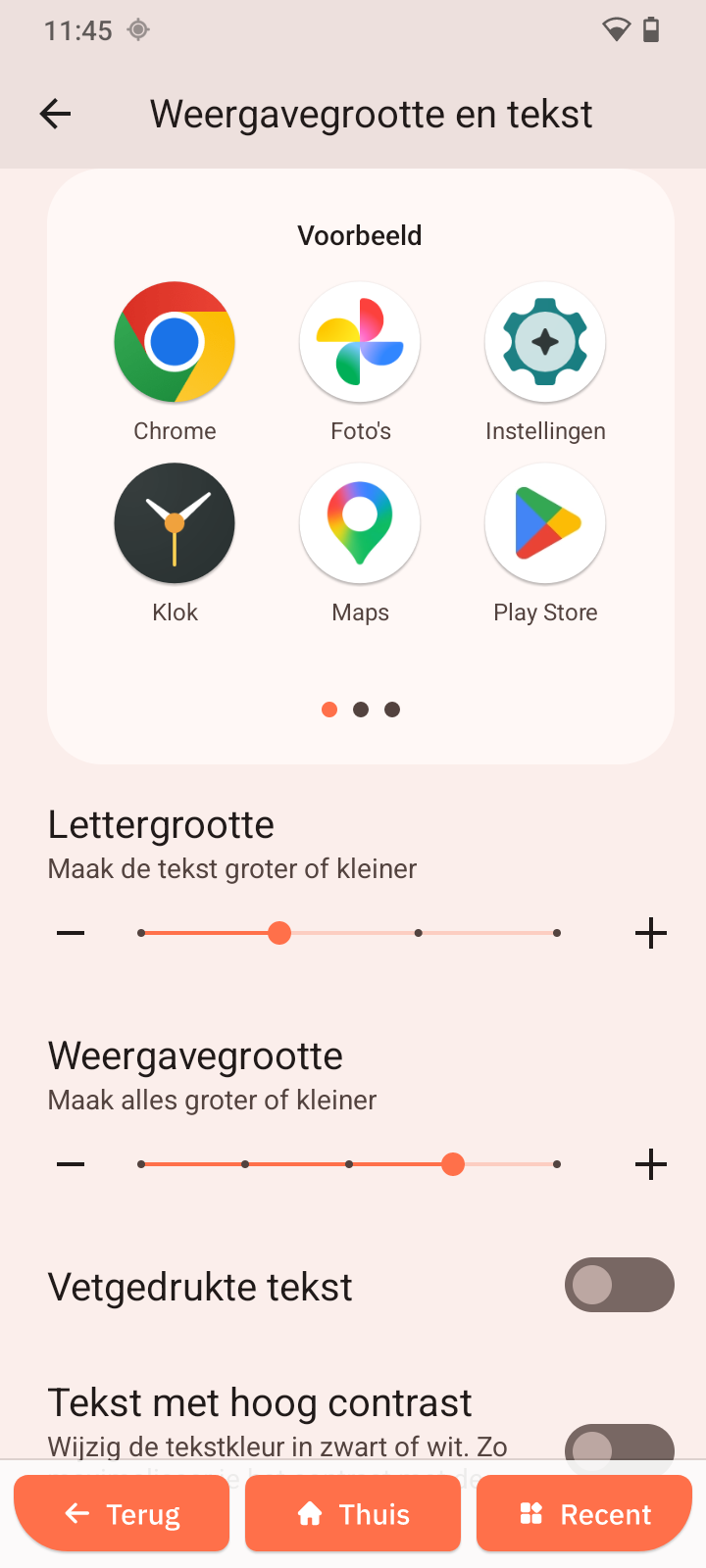 Weergavegrootte en tekst
