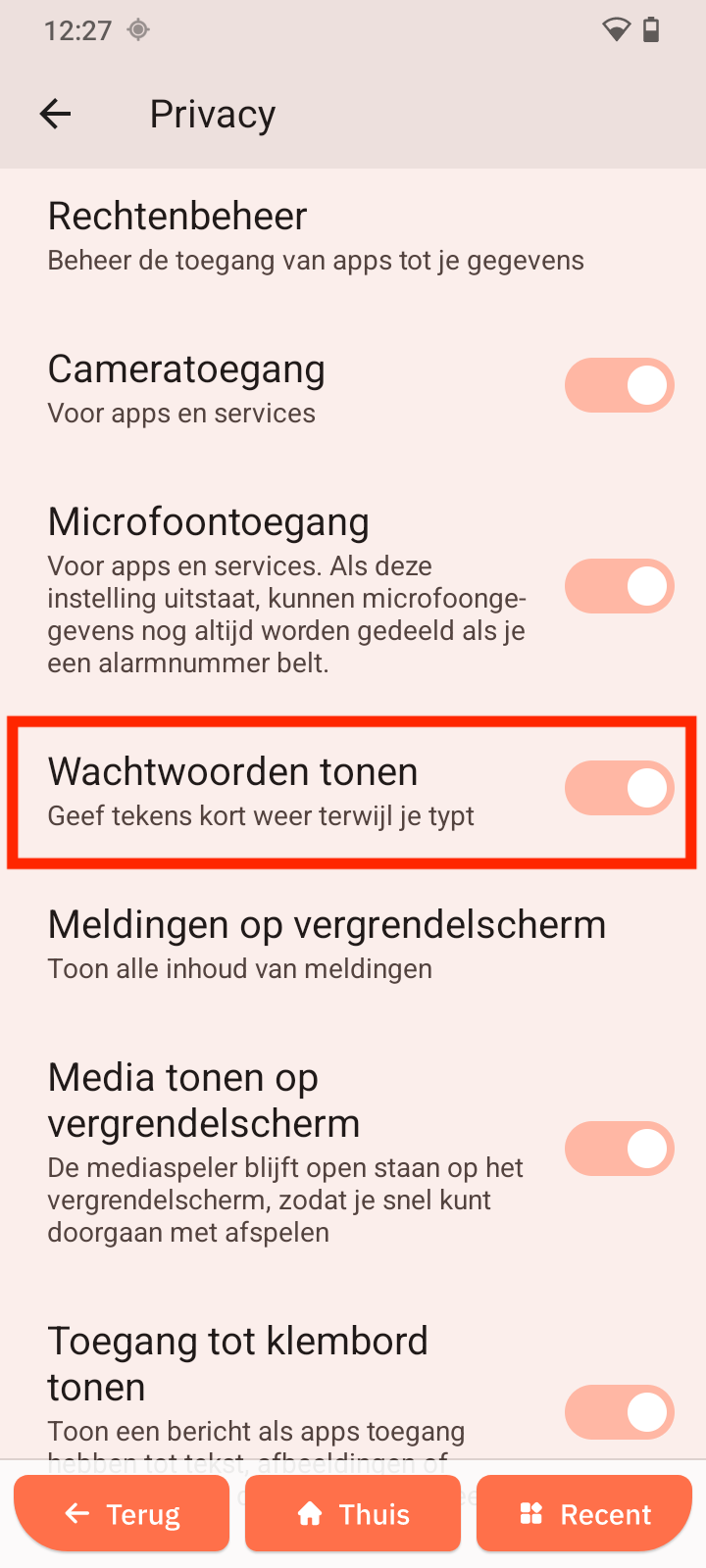 Wachtwoorden tonen