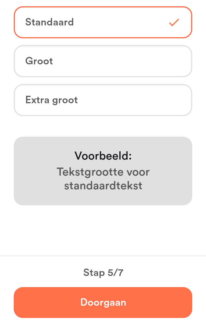 Selectie voor tekstgrootte